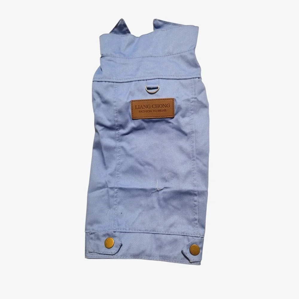Liang Chong Blue‎ Canvas Dog Jacket with D-Ring and Snap Buttons Size